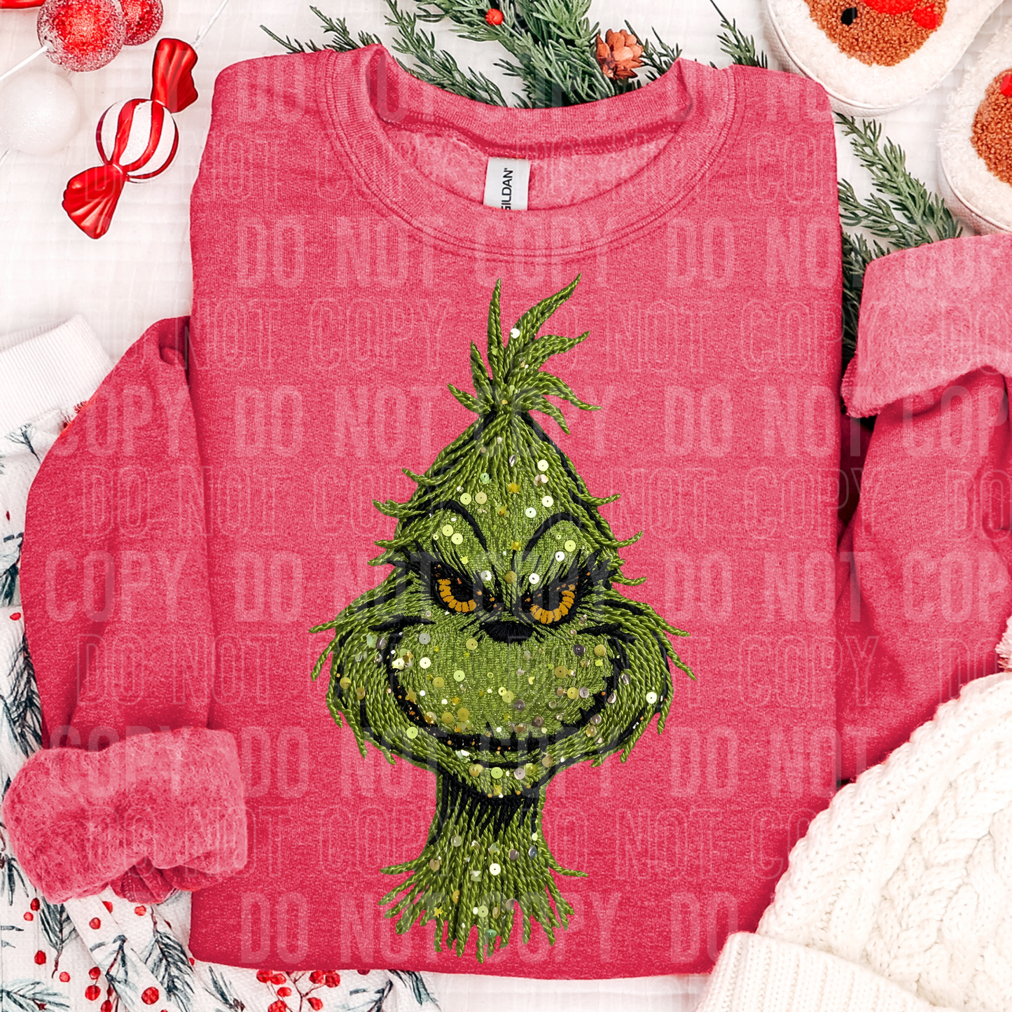 CHRISTMAS SEQUINS FACE GREEN MAN - (SBB 2025): *DTF* Transfer