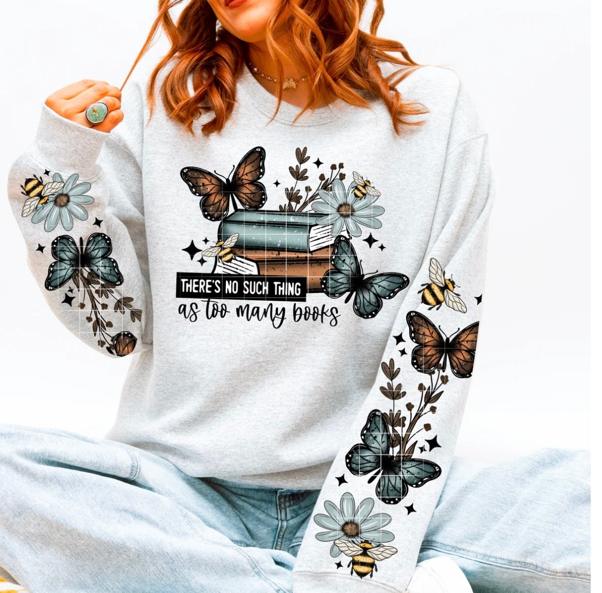 THERE'S NO SUCH THING AS TOO MANY BOOKS W/SLEEVES (Cerra-2025): *DTF Transfer*