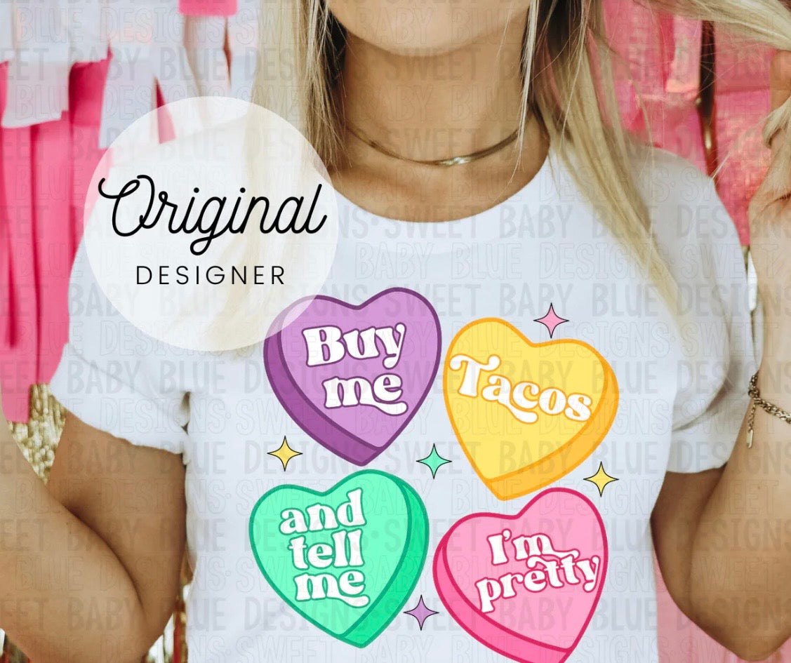 BUY ME TACOS VALENTINE HEARTS (SBB 2025): *DTF* Transfer
