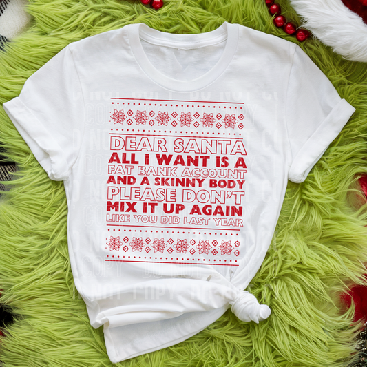 DEAR SANTA ALL I WANT - (SBB): *DTF* Transfer